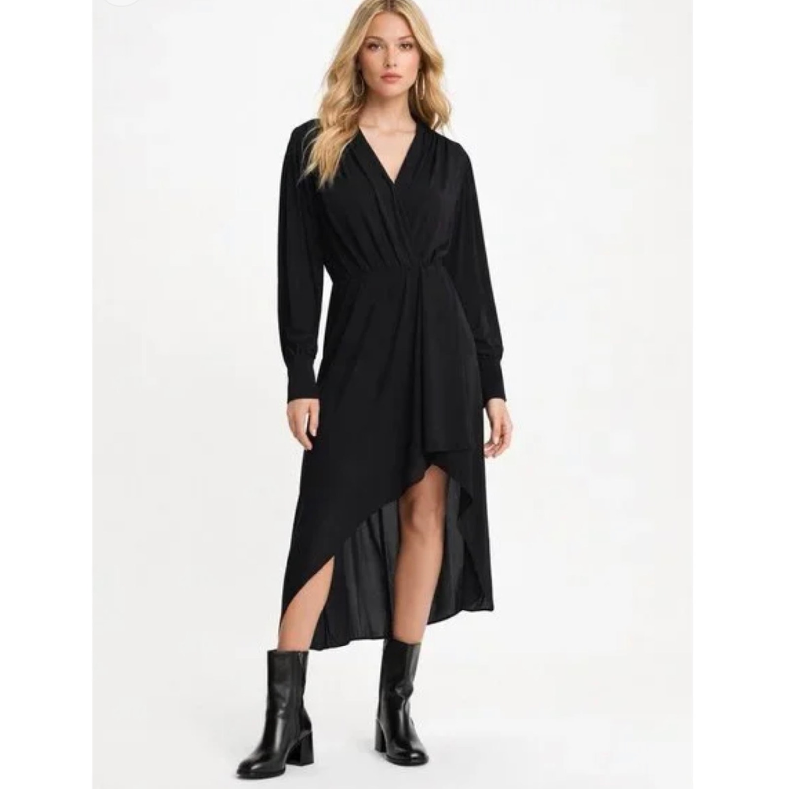 New The Kooples Black Silk Blend Plain Luxury Dress Sz 2 Medium Flaw